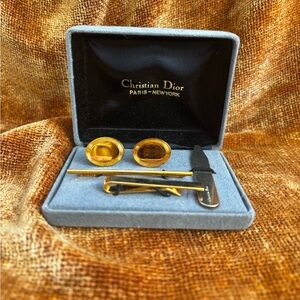 Dior Gold Cufflinks & Tie Set